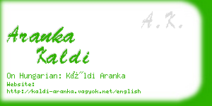 aranka kaldi business card